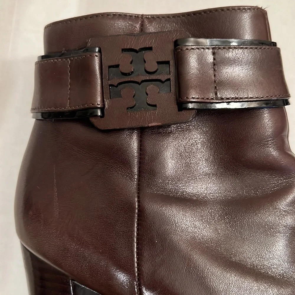 Tory Burch Barrick brown leather platform ankle boots - Picture 2 of 8
